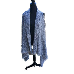 Grey speckled sweater vest Fringe hem OSFM